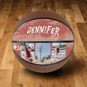 Balón De Baloncesto Foto Rosa de oro y pintura personalizada