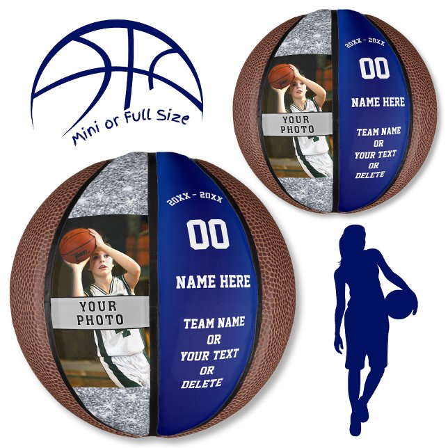Balón De Baloncesto Foto y Chicas personalizados Baloncesto de balonce (Senior Basketball Gift Ideas, or, Basketball Gifts for Girl Players. Basketball Christmas Gift Ideas)