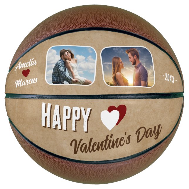 Balón De Baloncesto Fotos de Rustic Happy Valentine Day 2 (Anverso)
