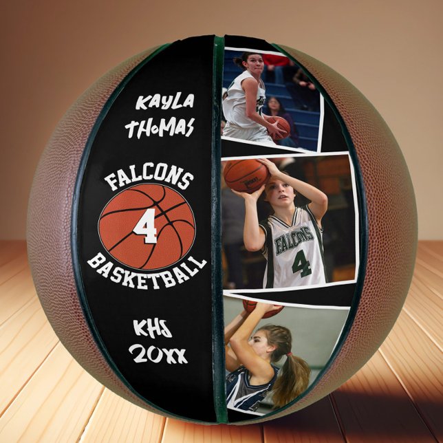 Balón De Baloncesto Fotos del jugador personalizado Nombre del equipo  (Make your own basketball with custom basketball player photos, team name, player name and number.)