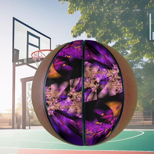 Balón De Baloncesto fractal moderno en negro y púrpura (Subido por el creador)