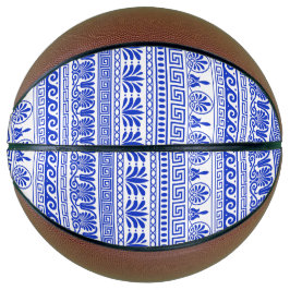 Balón De Baloncesto Fret griego, patrón mediterráneo, azul