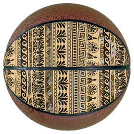Balón De Baloncesto Fret griego, patrón mediterráneo, marrón