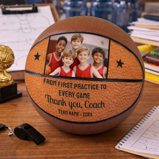 Balón De Baloncesto From First Practice to Every Game Thank You Coach  (Subido por el creador)