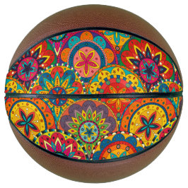 Balón De Baloncesto Funky Retro Colorido Patrón de Mandala