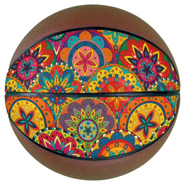 Balón De Baloncesto Funky Retro Colorido Patrón de Mandala (Anverso)