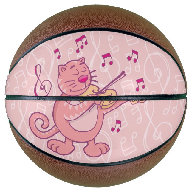 Balón De Baloncesto Gato rosa con violín (Anverso)