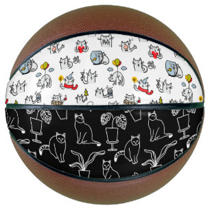 Balón De Baloncesto Gatos divertidos, leche y magia.