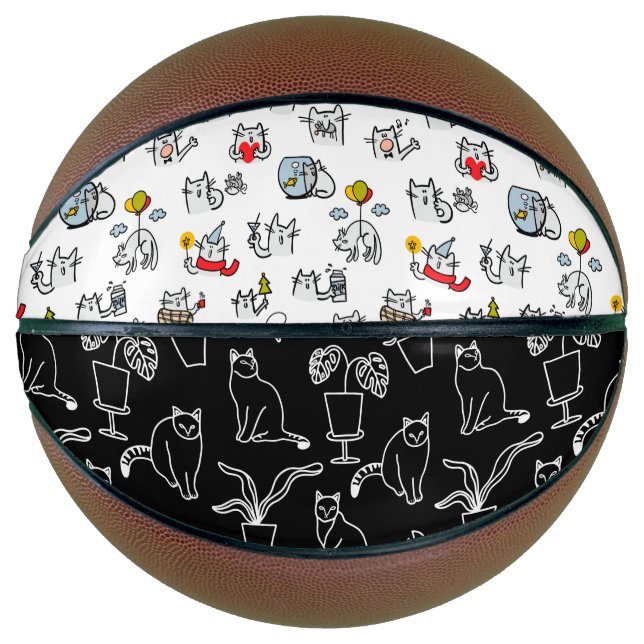 Balón De Baloncesto Gatos divertidos, leche y magia. (Anverso)