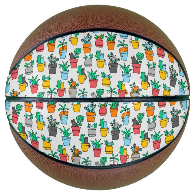 Balón De Baloncesto Gatos en macetas de flores (Anverso)