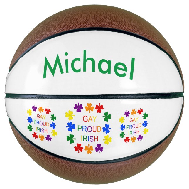 Balón De Baloncesto Gay Proud Irlandés LGBT Rainbow Shamrock (Anverso)