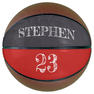 Balón De Baloncesto Grabación de tablero de cuadros rojo con nombre p