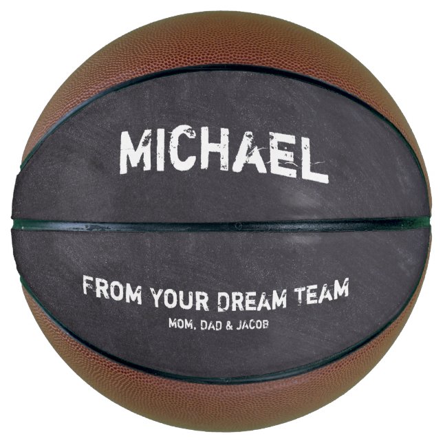 Balón De Baloncesto Grabación personalizada de Chalkboard de nombre de (Anverso)