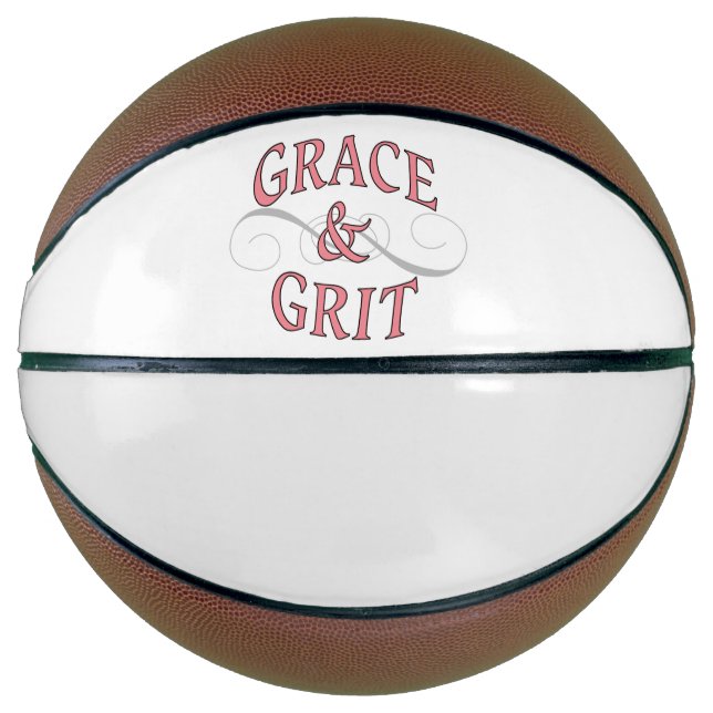 Balón De Baloncesto Grace y Grit en rosa y gris (Anverso)