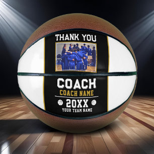 Balón De Baloncesto Gracias Entrenador Firma Foto del Equipo