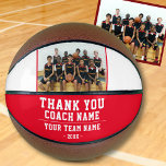Balón De Baloncesto Gracias, entrenador Red Team Name and Photo<br><div class="desc">Gracias entrenador Red Team Name y Team Photo Basketball. Personaliza con tu nombre de entrenador, nombre de equipo y año. Puedes cambiar cualquier texto en el baloncesto o borrarlo. ¡Un gran regalo para un entrenador! Añada una foto del equipo y consiga que el equipo firme las áreas no diseñadas de...</div>