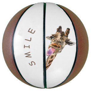 Balón De Baloncesto Graciosa sonrisa de baloncesto Giraffe - Texto Per