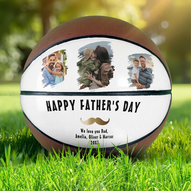 Balón De Baloncesto Gracioso Mustache Feliz Día del Padre 3 Foto (Subido por el creador)