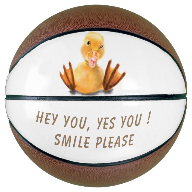 Balón De Baloncesto Gracioso pato amarillo juguetón Wink feliz Persona (Anverso)