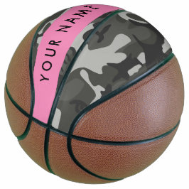 Balón De Baloncesto Gray Camouflage Pattern, Your name, Personalize