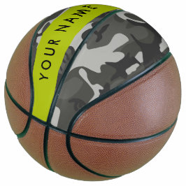 Balón De Baloncesto Gray Camouflage Pattern, Your name, Personalize