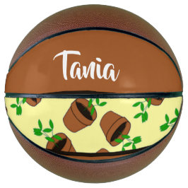 Balón De Baloncesto Green plant in terracotta pot on yellow