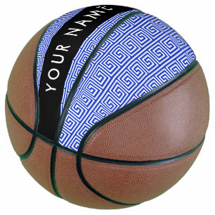 Balón De Baloncesto Griego de la llave del andén azul, tu nombre, pers