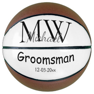 Balón De Baloncesto groomsman minima simple personalizado con nombre e