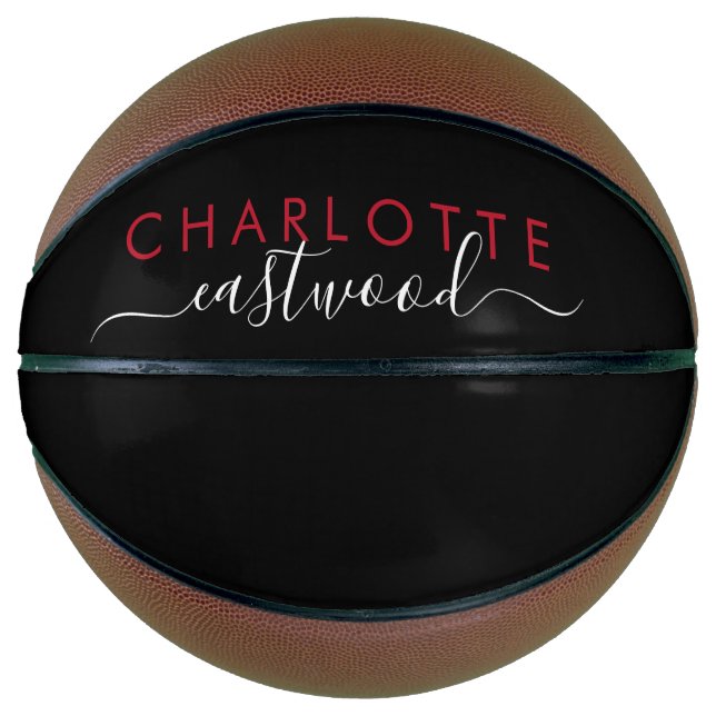 Balón De Baloncesto Guión monocromático de Chica personalizado (Anverso)