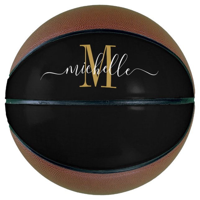Balón De Baloncesto Guión monogramado Gold personalizado para Chicas (Anverso)