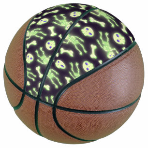 Balón De Baloncesto Halloween Cute Spooky GIGHT Skeleton Bones Skull