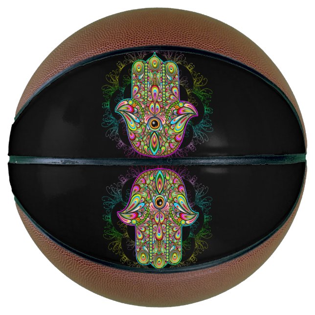 Balón De Baloncesto Hamsa Fatma Hand Psychedelic Art (Anverso)