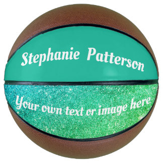 Balón De Baloncesto Hermosa sirena Purpurina Verde azulada Personaliza