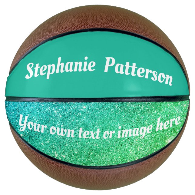 Balón De Baloncesto Hermosa sirena Purpurina Verde azulada Personaliza (Anverso)