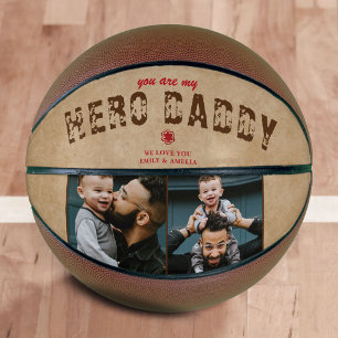 Balón De Baloncesto Héroe Rústico Papá Día del Padre 2 Colaje de Fotos