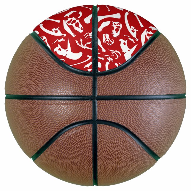 Balón De Baloncesto Huesos de dinosaurio (rojo) (Derecha)