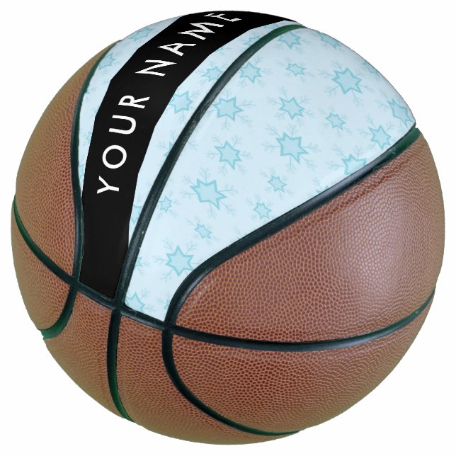 Balón De Baloncesto Ice Blue Snowflakes, su nombre, Personalice (Angular)
