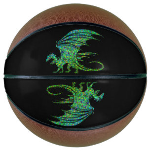 Balón De Baloncesto Incríble mosaico de dragón verde