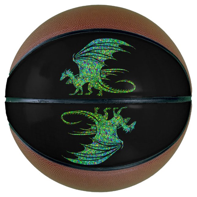 Balón De Baloncesto Incríble mosaico de dragón verde (Anverso)