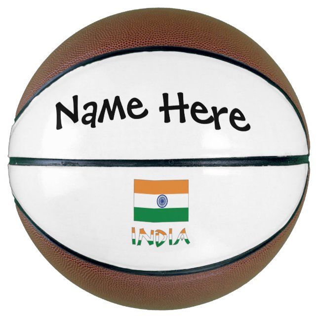 Balón De Baloncesto India: La bandera india es personalizada (Anverso)