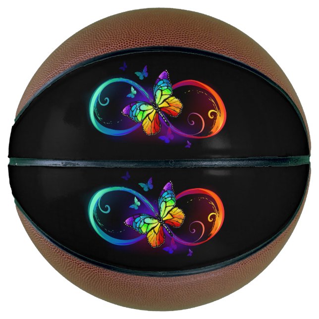Balón De Baloncesto Infinidad vibrante con mariposa arco iris sobre ne (Anverso)