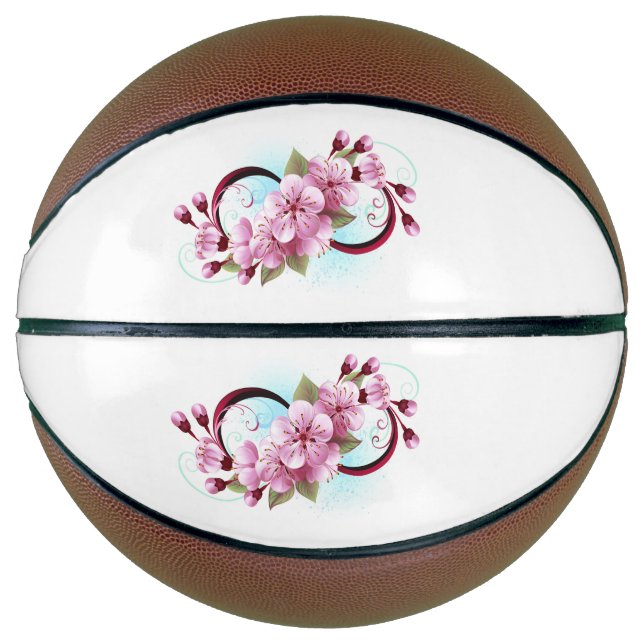 Balón De Baloncesto Infinito con las flores de flores de Sakura Blosso (Anverso)