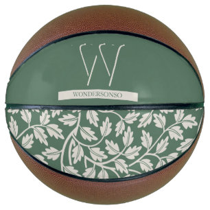 Balón De Baloncesto Juego de Flor Verde Esmeralda
