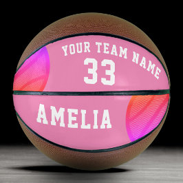 Balón De Baloncesto Jugadora de Baloncesto Abstracto Rosa Nombre del E