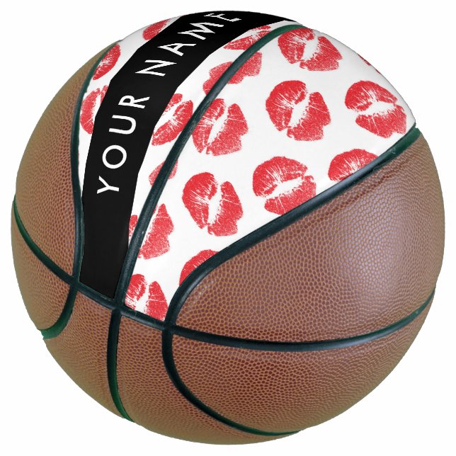 Balón De Baloncesto Labios rojos, besos, pintalabios, tu nombre, perso (Angular)