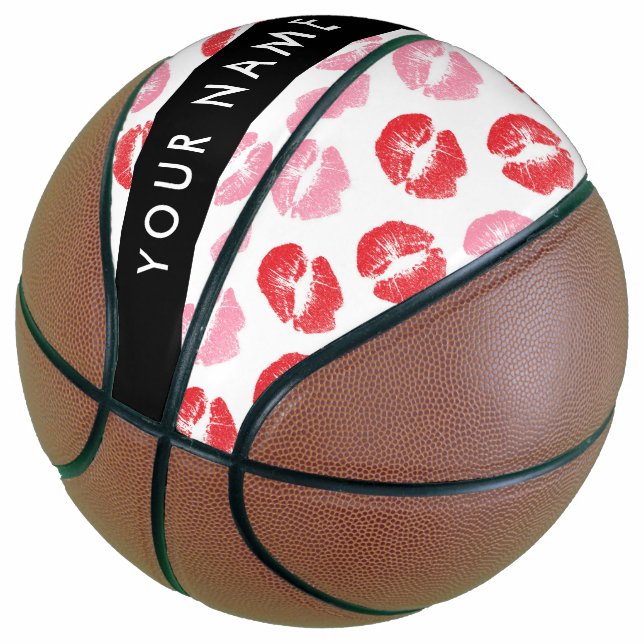 Balón De Baloncesto Labios rojos, labios rosados, besos, tu nombre, pe (Angular)