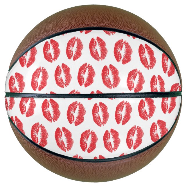 Balón De Baloncesto Labios Rojos, Patrón De Labios, Labios Rojos, Beso (Anverso)
