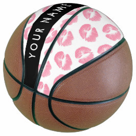 Balón De Baloncesto Labios rosados, besos, pintalabios, tu nombre, per