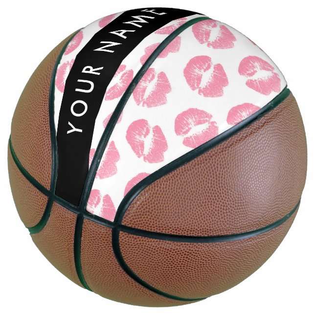 Balón De Baloncesto Labios rosados, besos, pintalabios, tu nombre, per (Angular)