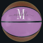 Balón De Baloncesto Lavanda Monogramada personalizada<br><div class="desc">Chicas personalizados monograman baloncesto con sif blanco inicial y un nombre de tipografía de estilo de escritura a la moda en un fondo de lavanda. Haga clic en "personalizar más adelante" para utilizar la herramienta de diseño simple si desea cambiar el color de fondo o las fuentes. Si necesitas ayuda...</div>